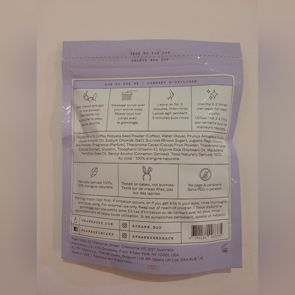 NWT Frank Body Cocao Coffee Body Scrub - Picture 3 of 3